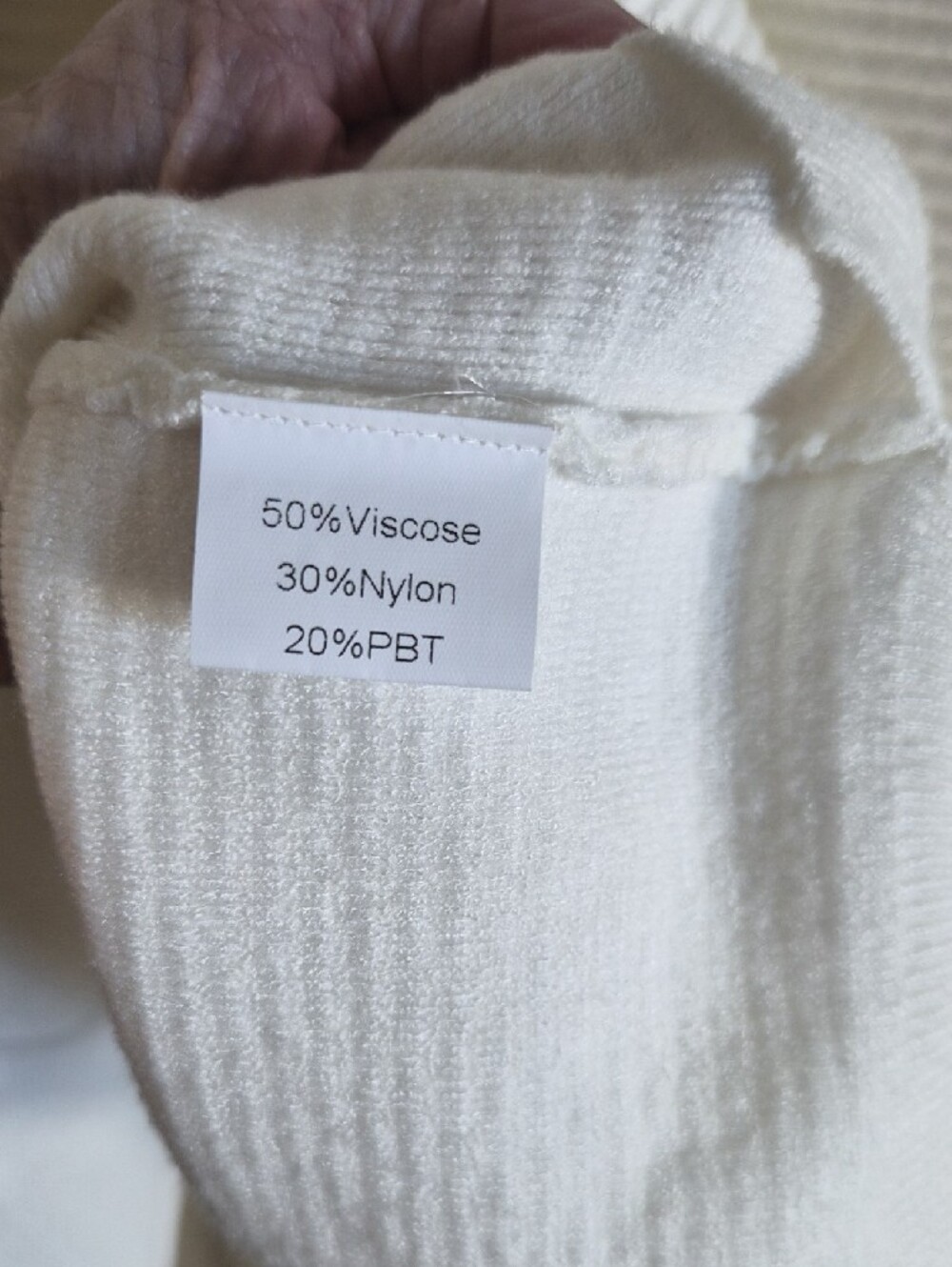 Anrabess Classic Cream Ribbed Half-Zip Turtleneck Sweater - Picture 7 of 7